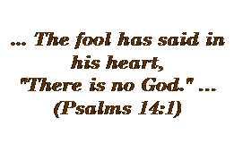 Text Box: ... The fool has said in his heart,
"There is no God." � 
(Psalms 14:1)
 
